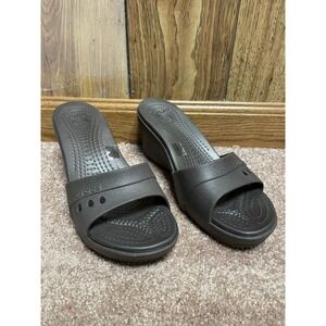 CROCS  Kadee Wedge Slide Sandal Women 9 Brown Platform Slip On Shoes New beach